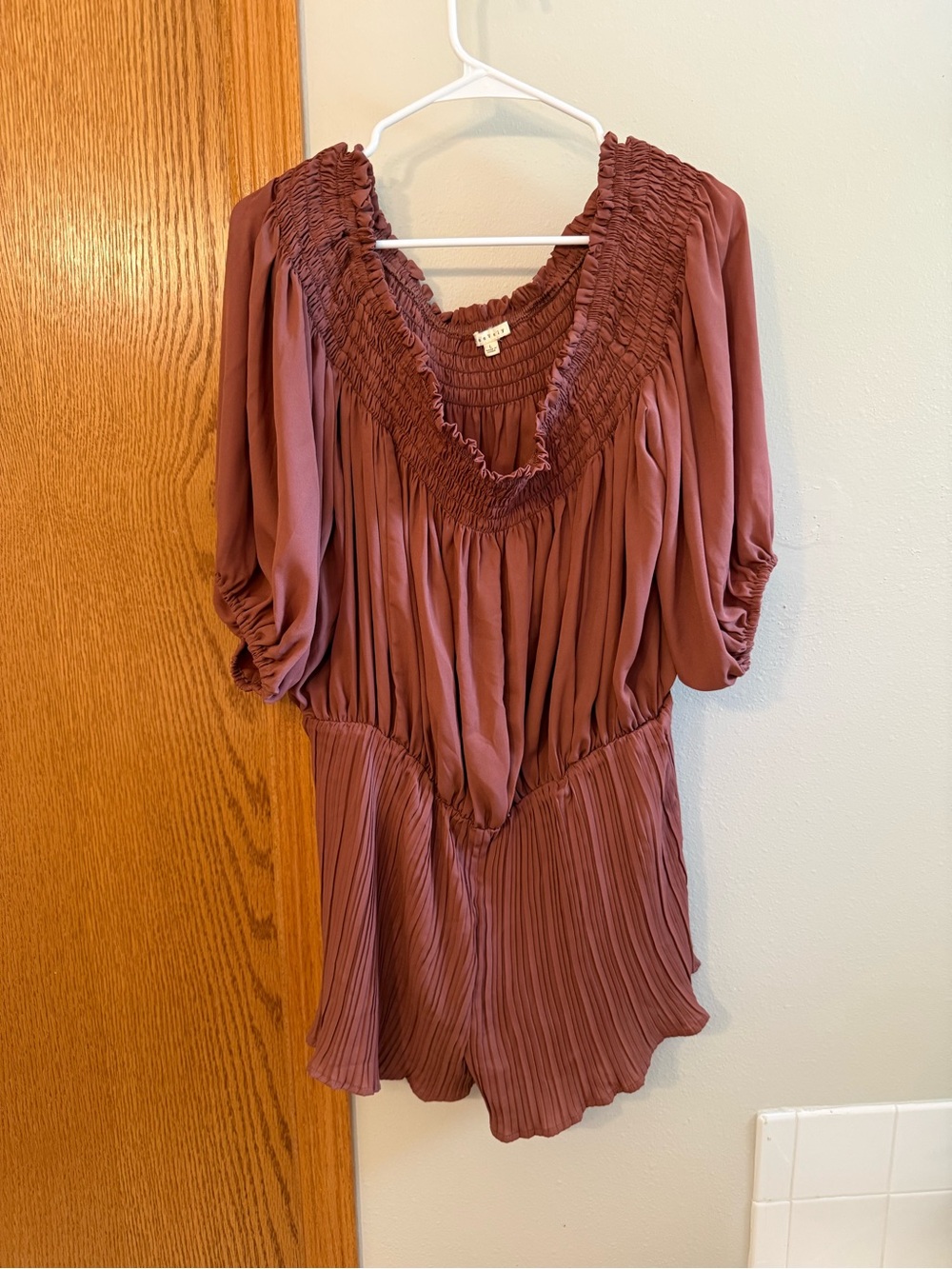 Women's Rust Smocked satin Romper